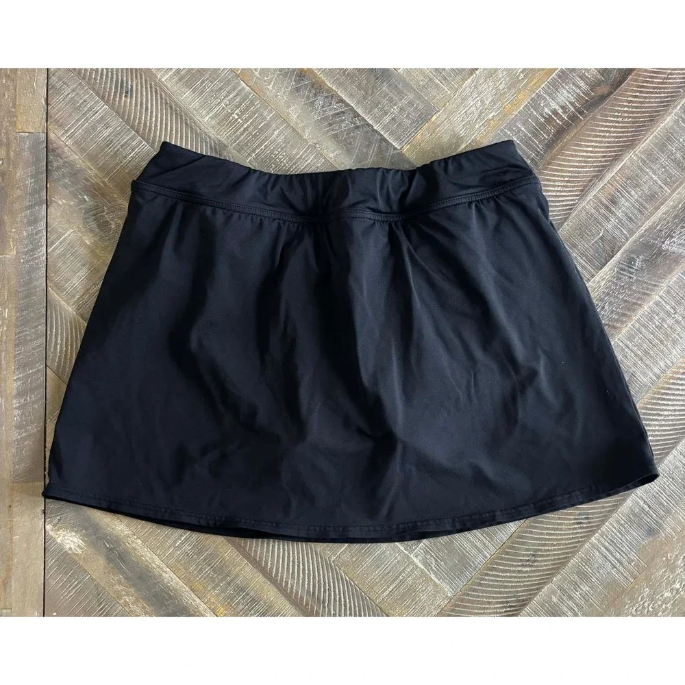 Lands End Womens Black Swim Skirt Size 8 Skort Bottom Attached Briefs